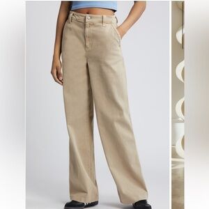 BP High Waist Wide Leg Twill Pants Tan Mink 00‎ NWT